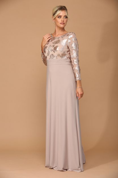 3453 - Laced Long Sleeve With Stretch ITY Bodice MOB Gown - Image 11