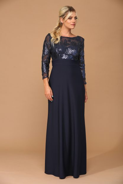 3453 - Laced Long Sleeve With Stretch ITY Bodice MOB Gown - Image 14