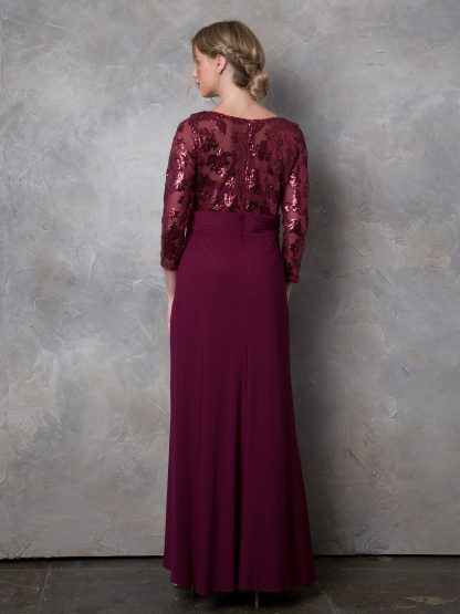 3453 - Laced Long Sleeve With Stretch ITY Bodice MOB Gown - Image 4