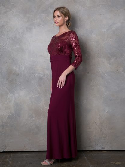 3453 - Laced Long Sleeve With Stretch ITY Bodice MOB Gown - Image 3