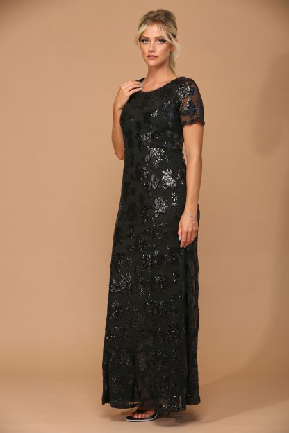 3456 - Short Sleeve Sequin Mama Sheath Gown With Back Zipper - Image 9