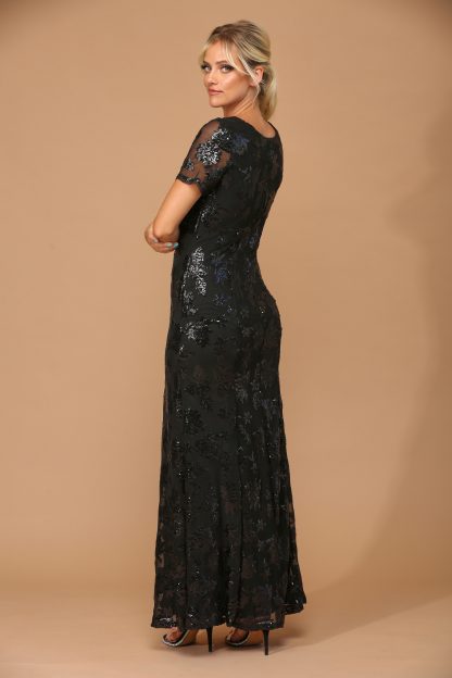 3456 - Short Sleeve Sequin Mama Sheath Gown With Back Zipper - Image 10