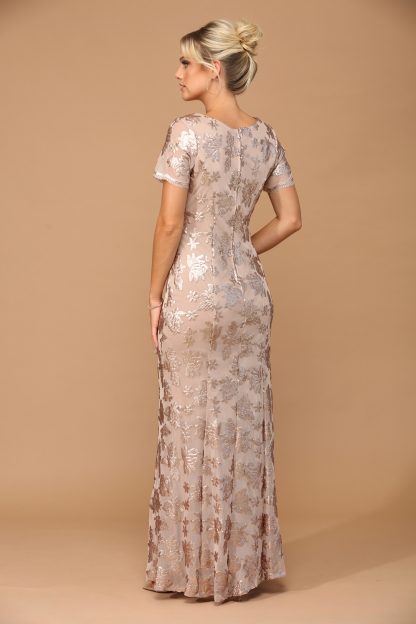 3456 - Short Sleeve Sequin Mama Sheath Gown With Back Zipper - Image 12