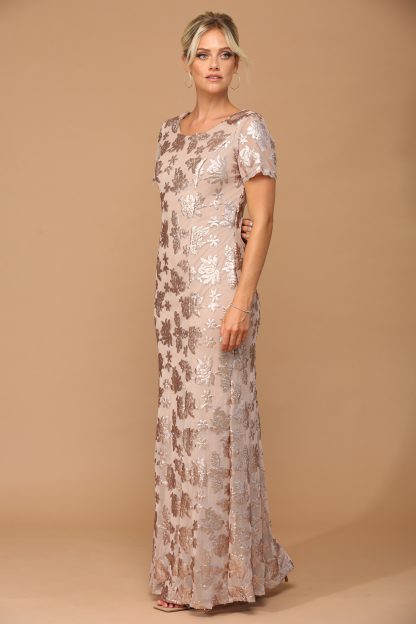 3456 - Short Sleeve Sequin Mama Sheath Gown With Back Zipper - Image 11