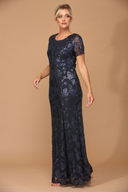 3456 - Short Sleeve Sequin Mama Sheath Gown With Back Zipper - Image 13