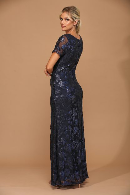 3456 - Short Sleeve Sequin Mama Sheath Gown With Back Zipper - Image 14