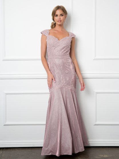 5243 - Metallic Sweetheart Neckline Mama Fit And Flare Gown - Image 6