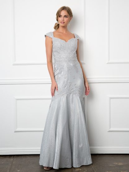 5243 - Metallic Sweetheart Neckline Mama Fit And Flare Gown - Image 5