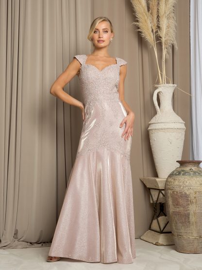5243 - Metallic Sweetheart Neckline Mama Fit And Flare Gown - Image 2