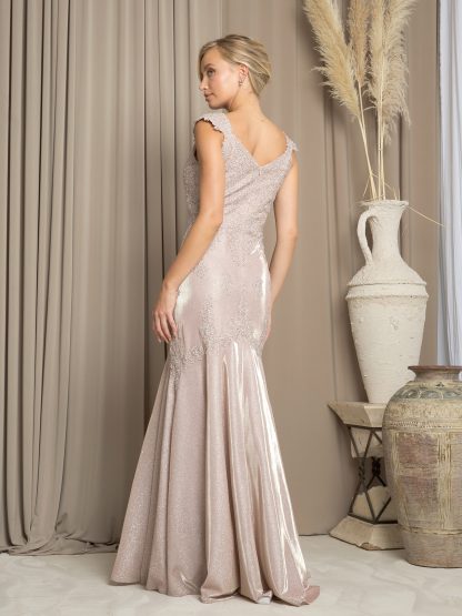 5243 - Metallic Sweetheart Neckline Mama Fit And Flare Gown - Image 3