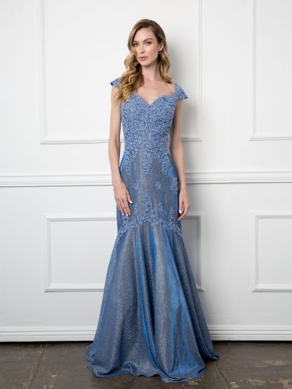 5243 - Metallic Sweetheart Neckline Mama Fit And Flare Gown - Image 4