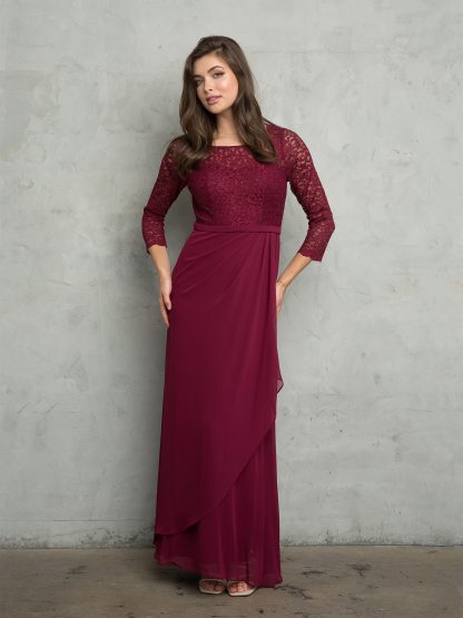 3446 - MOB 3/4 Lace Sleeve With Chiffon Skirt