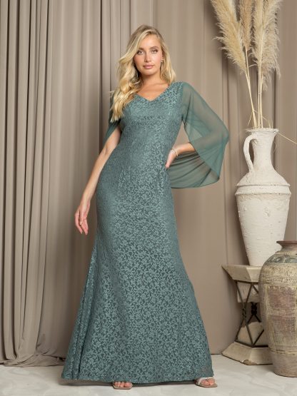 3471 - LACE MOB GOWN WITH CHIFFON COWL BACK - Image 4