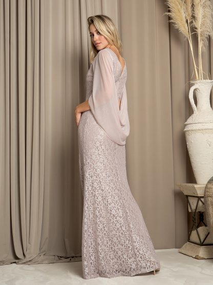 3471 - LACE MOB GOWN WITH CHIFFON COWL BACK - Image 3