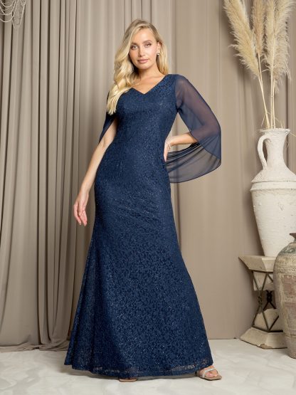 3471 - LACE MOB GOWN WITH CHIFFON COWL BACK - Image 6
