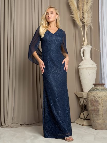 3471 - LACE MOB GOWN WITH CHIFFON COWL BACK - Image 7