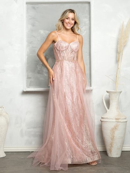 5252 - TULLE AND GLITTER GOWN W CORSET TIE BACK - Image 6