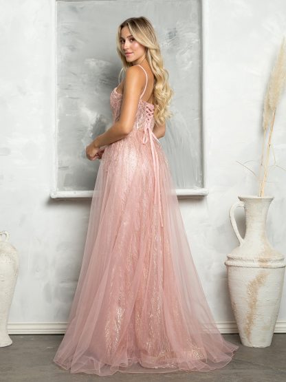 5252 - TULLE AND GLITTER GOWN W CORSET TIE BACK - Image 5