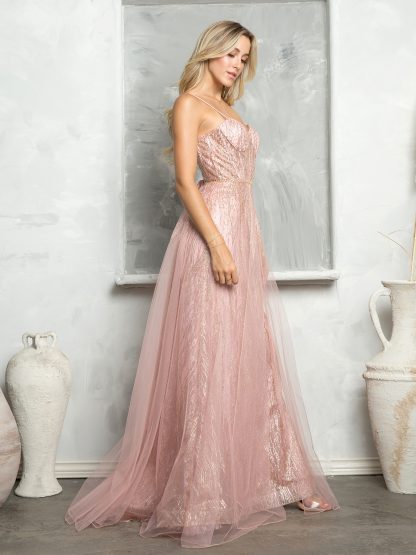 5252 - TULLE AND GLITTER GOWN W CORSET TIE BACK - Image 4