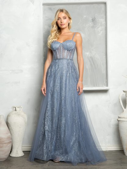 5252 - TULLE AND GLITTER GOWN W CORSET TIE BACK - Image 2