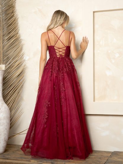 5254 - LACE AND TULLE A-LINE BALL GOWN W CORSET TIE BACK AND POCKETS - Image 7