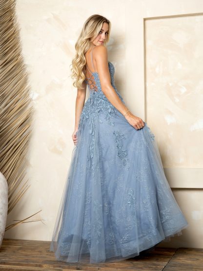 5254 - LACE AND TULLE A-LINE BALL GOWN W CORSET TIE BACK AND POCKETS - Image 2