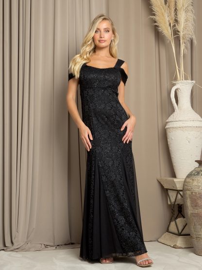 3475 - Glittered lace dress with cold shoulder details - Image 8