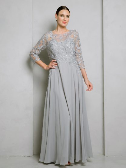 5248 - MAMA LONG CHIFFON GOWN W 3/4 SLEEVE & BACK ZIPPER - Image 14