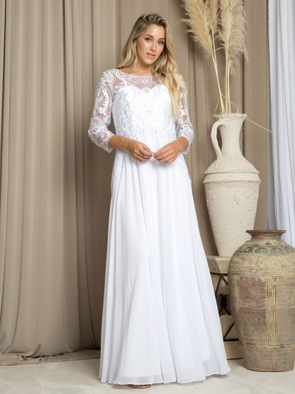 5248 - MAMA LONG CHIFFON GOWN W 3/4 SLEEVE & BACK ZIPPER - Image 8