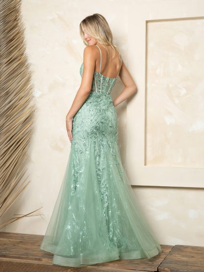 5251 - EMBELLISHED LACE FIT AND FLARE GOWN W ZIPPER BACK - Image 4