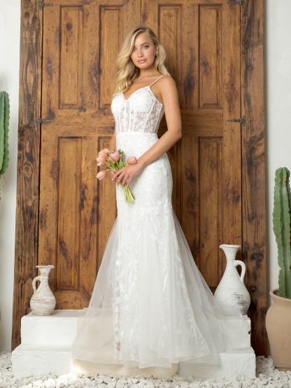 5251 - EMBELLISHED LACE FIT AND FLARE GOWN W ZIPPER BACK - Image 5