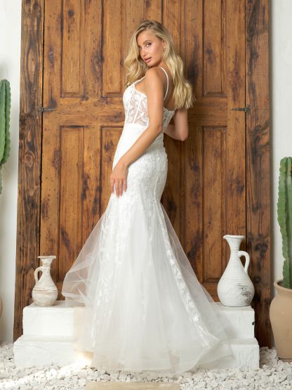 5251 - EMBELLISHED LACE FIT AND FLARE GOWN W ZIPPER BACK - Image 6