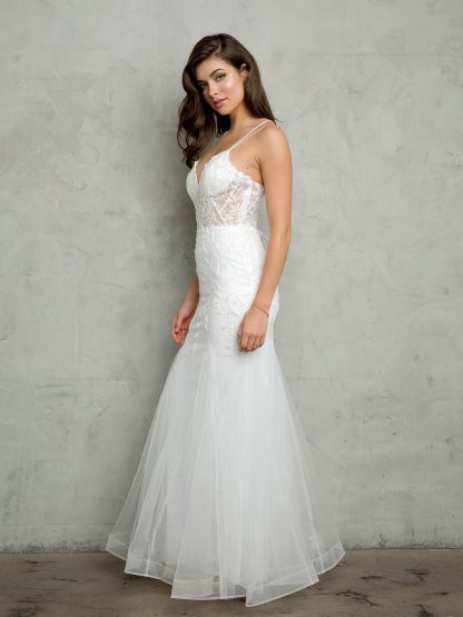 5257 - FIT AND FLARE EMBELLISHED TULLE GOWN WITH CORSET TIE BACK - Image 9