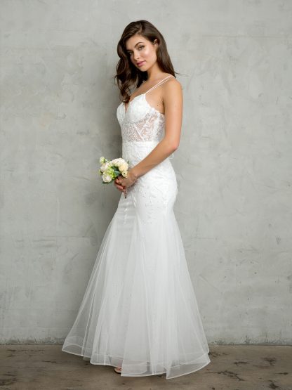 5257 - FIT AND FLARE EMBELLISHED TULLE GOWN WITH CORSET TIE BACK - Image 10