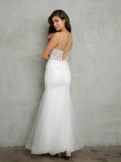 5257 - FIT AND FLARE EMBELLISHED TULLE GOWN WITH CORSET TIE BACK - Image 11