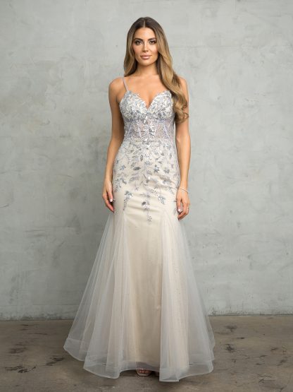 5257 - FIT AND FLARE EMBELLISHED TULLE GOWN WITH CORSET TIE BACK - Image 6