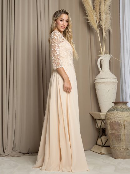 5258 - A-LINE MOB GOWN WITH EMBELLISHED TOP AND LAYERED SKIRT, BACK ZIPPER - Image 2
