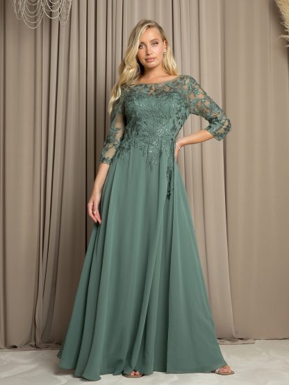 5258 - A-LINE MOB GOWN WITH EMBELLISHED TOP AND LAYERED SKIRT, BACK ZIPPER - Image 7