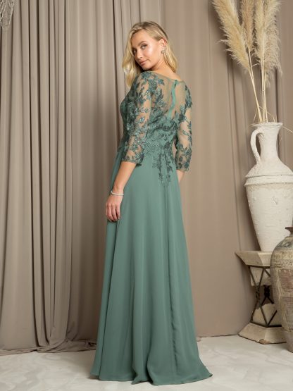 5258 - A-LINE MOB GOWN WITH EMBELLISHED TOP AND LAYERED SKIRT, BACK ZIPPER - Image 8