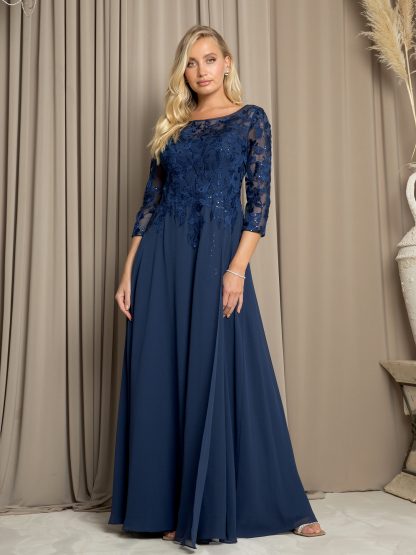 5258 - A-LINE MOB GOWN WITH EMBELLISHED TOP AND LAYERED SKIRT, BACK ZIPPER - Image 9