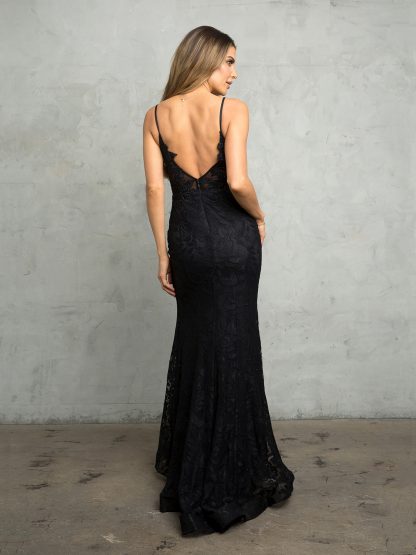 5260 - EMBELLISHED SEXY LACE GOWN W HIGH FRONT SLIT AND DEEP V-BACK WITH ZIPPER - Image 6