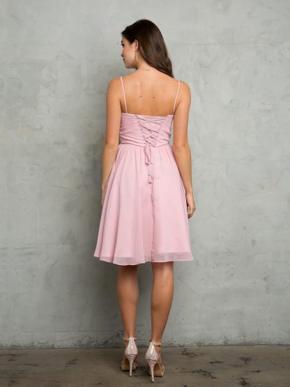 3481 - MINI LAYERED CHIFFON SPAGHETTI STRAP DRESS WITH CORSET TIE BACK AND POCKETS - Image 6