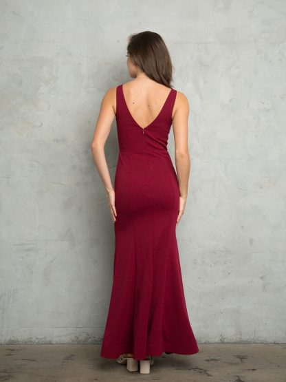 3482 - LONG SLEEVELESS KNIT CREPE GOWN W ZIPPER BACK - Image 9