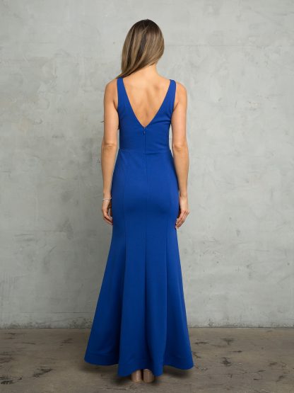 3482 - LONG SLEEVELESS KNIT CREPE GOWN W ZIPPER BACK - Image 12