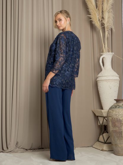 3483 - MAMA 3PC PANTS SET WITH LACE 3/4 SLEEVE JACKET - Image 11