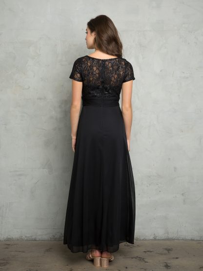 3486 - SHORT SLEEVE MAMA LACE AND STRETCH CHIFFON DRESS - Image 7