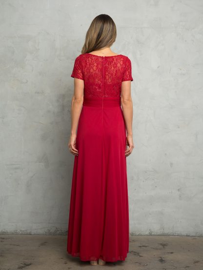 3486 - SHORT SLEEVE MAMA LACE AND STRETCH CHIFFON DRESS - Image 5