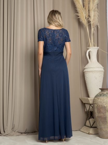 3486 - SHORT SLEEVE MAMA LACE AND STRETCH CHIFFON DRESS - Image 3