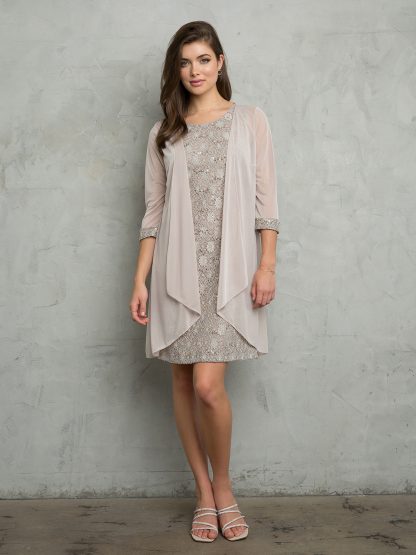 3490 - MAMA MINI 2PC- SLEEVELESS LACE DRESS WITH 3/4 SLEEVE CHIFFON MATTE JERSEY JACKET - Image 7