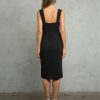 3493 - KNIT CREPE MIDI LENGTH DRESS WITH FRONT SLIT AND BACK ZIPPER - Image 2